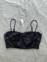 Neues Bershka Crop Top schwarz Satin Spitze M mit Etikett Nordrhein-Westfalen - Kleve Vorschau