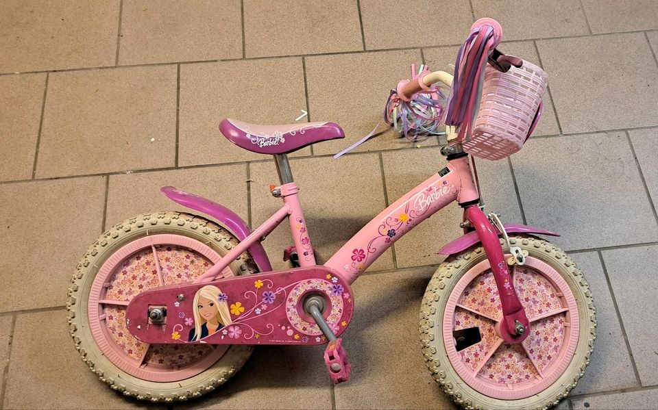Barbie Fahrrad für Mädchen Kinder 14 Zoll Rosa/Pink mit Korb in Hanau
