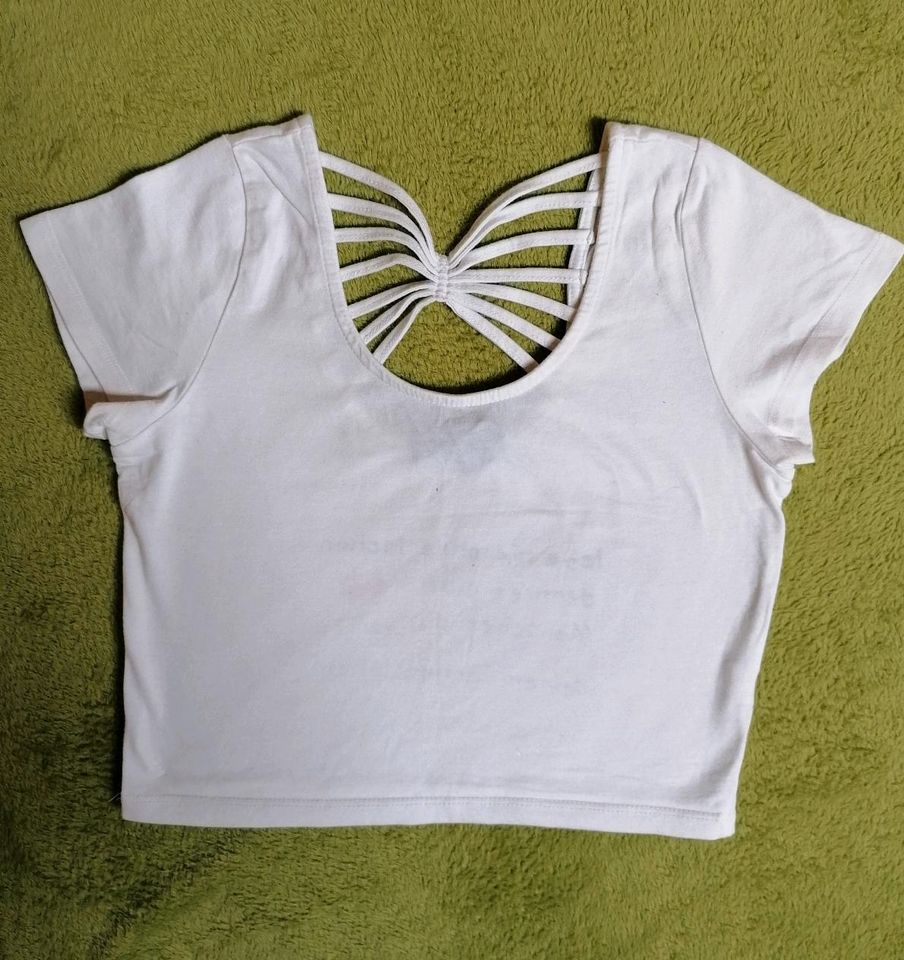 Crop Top Bauchfreies T-Shirt Top weiß Schrift S (36) Primark in Altenburg