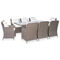 9-tlg. Garten-Essgruppe Poly Rattan Braun Gartenlounge Esstisch Bayern - Bad Kissingen Vorschau