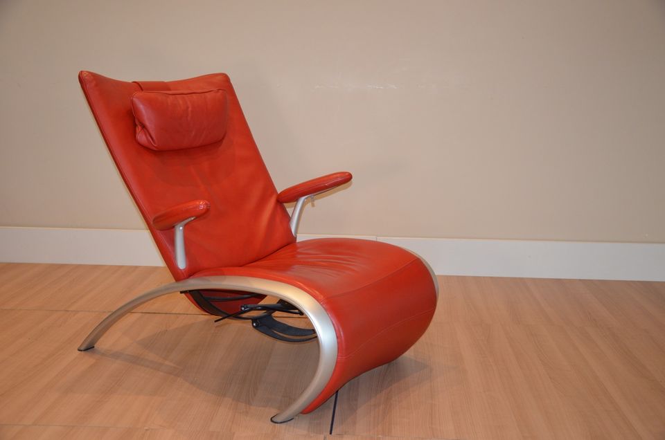 WK Wohnen Flex 679 Relax-Sessel - Leder rot - Stahl gebogen- in Willich