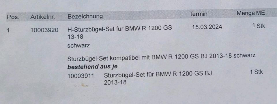 Sturzbügel-Set BMW R1200GS Bj 13-18 NEU!!! in Warnitz
