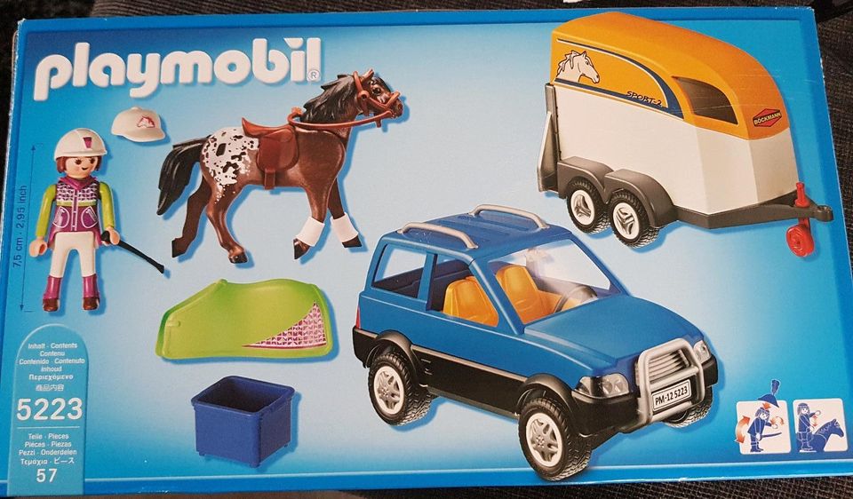 Playmobil Country 5223 Auto mit Anhänger, Pferd u Reiterin in Emmerthal