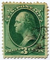 USA, three Cent, green, Thomas Jefferson,1870 Nordrhein-Westfalen - Lippstadt Vorschau