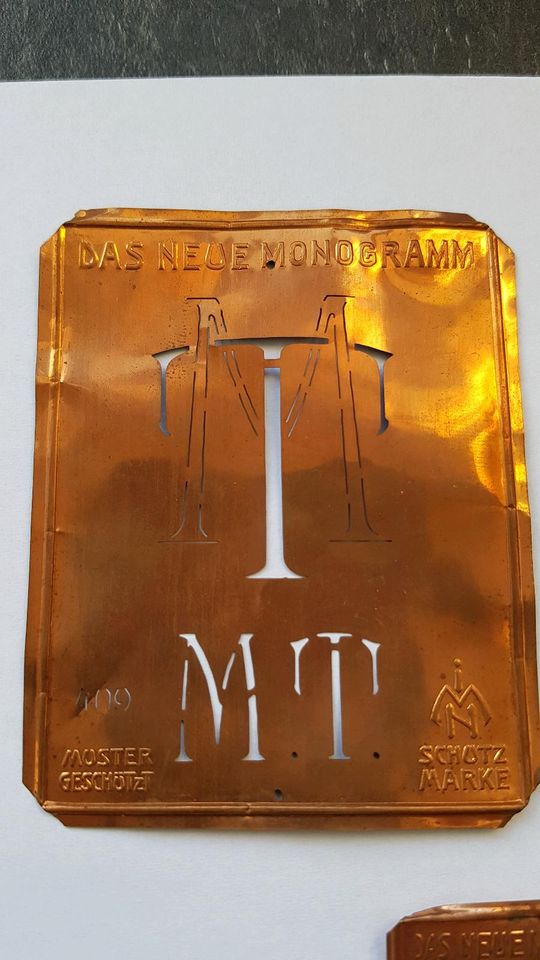 Antik Schablonen MT Wäsche Kupfer Monogramm Sticken in Freiberg