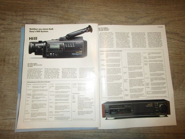 Mehrseitiges Falt Prospekt, Original 80er Jahre, Fa. SONY HI8 in Ingolstadt