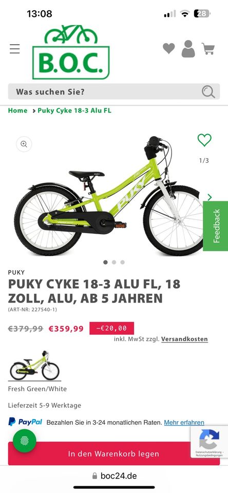 Puky cyke 18 - 3 Freilauf 18 Zoll in Hamburg
