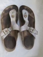 BIRKENSTOCK GR 41 GIZEH LEDER LATSCHEN SILBER SAMMLER GETRAGEN Saarland - Lebach Vorschau