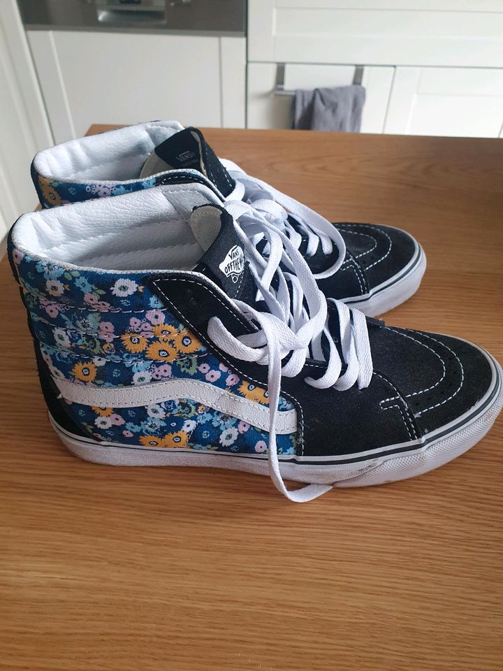 Schuhe Oldschool vans   Leder Blumen schwarz in Reichshof