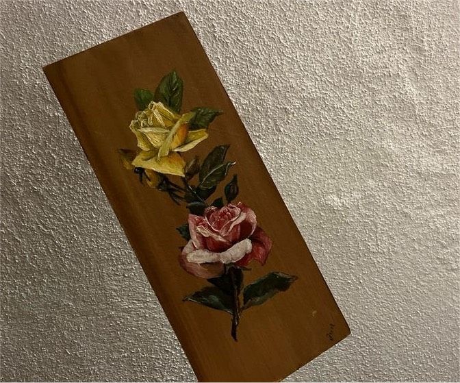 Bild handgemalt Rosenbild Rosen handpainted auf Holz in Wiesbaden