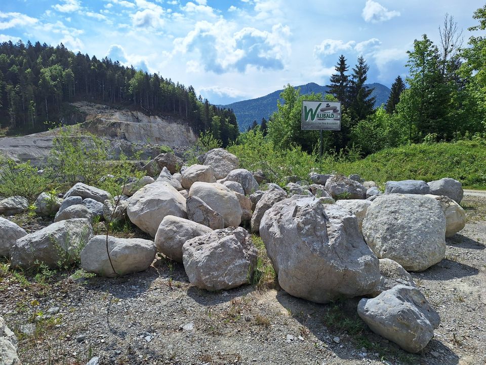 Findlinge (Kalksteine) in verschiedenen Größen in Lenggries
