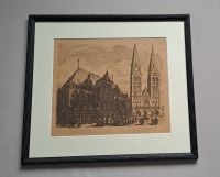 Original Radierung: Bremen Rathaus - Dom - signiert Heinz Baden Obervieland - Arsten Vorschau