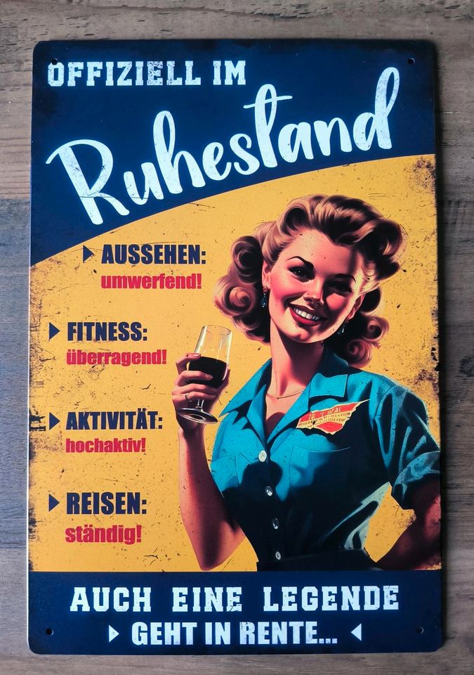 Blechschild Vintage Ruhestand in Torgelow