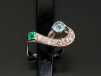 EXTRAVAGANTER RING WEISSGOLD 750 MIT DIAMANTEN 1.15ct SMARAGD UND TOPAS Gr 53 - Versand kostenlos - Wir sind für Sie da lokal in 86830 Schwabmünchen oder online ARTHOME24 Bayern - Schwabmünchen Vorschau