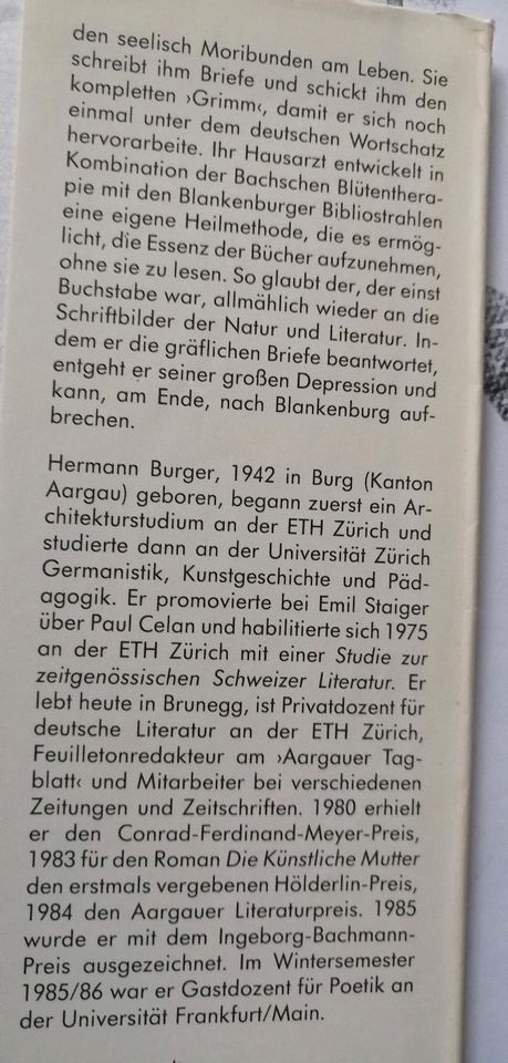 Hermann Burger Blankenburg. Erzählungen, gebundene Ausgabe in Cadenberge