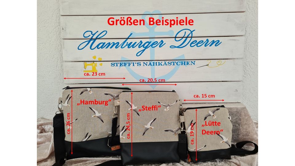 Umhängetasche „LütteDeern“ Anker grau hell / Gurtbandtasche in Hamburg