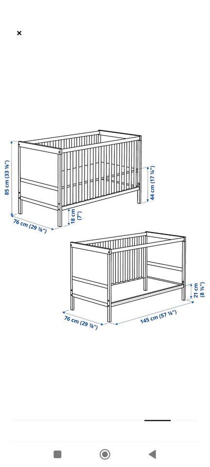 IKEA Babybett Kinderbett SUNDVIK 70x140m höhenverstellbar in Zeithain