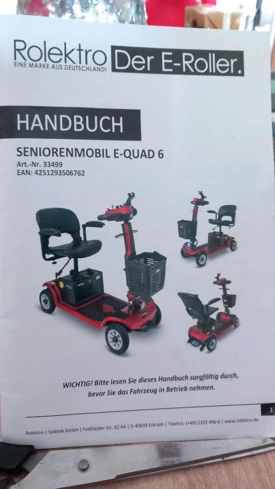 Rolektro Seniorenmobil rot E-QUAD 6 in Breitenbach 