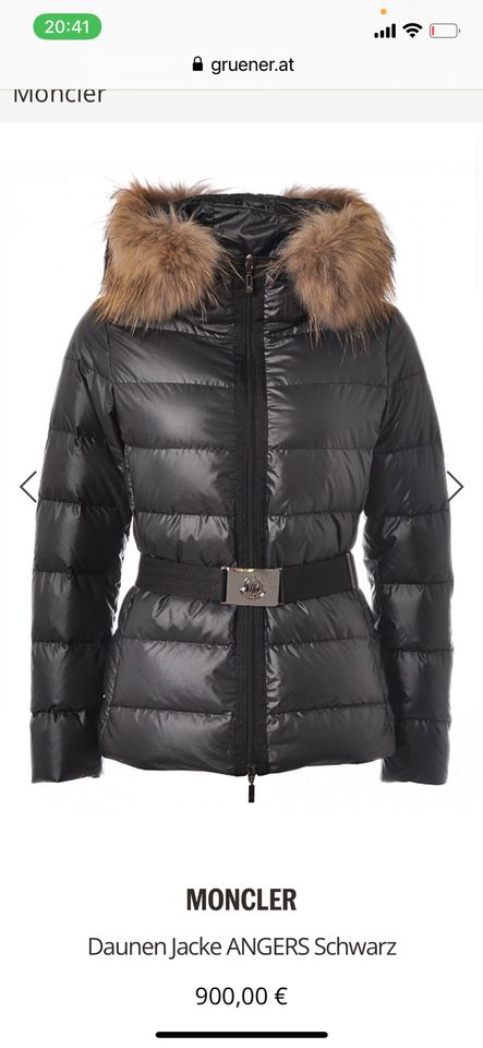 Moncler Daunen Jacke schwarz „Angers“ passend für Gr 36 Gr 1 in Bruchköbel