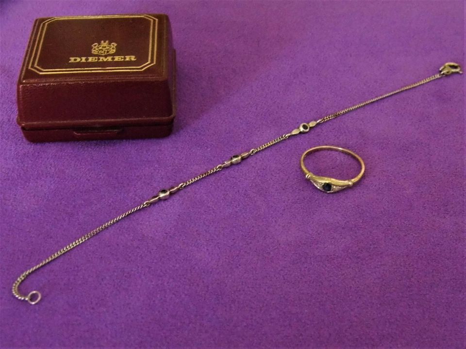 Set: Zierliches Armband und Ring (Silber und Saphire) in Speyer