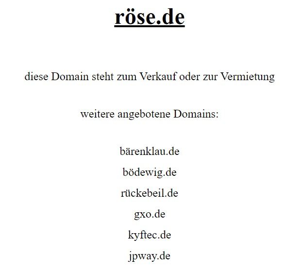 Angeboten wird die Domain röse.de   ( roese.de mit Umlaut ) in Leipzig