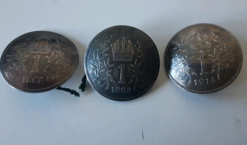 8 alte Knöpfe Münzen Münzknöpfe Franz Joseph 1 Krone in Loßburg