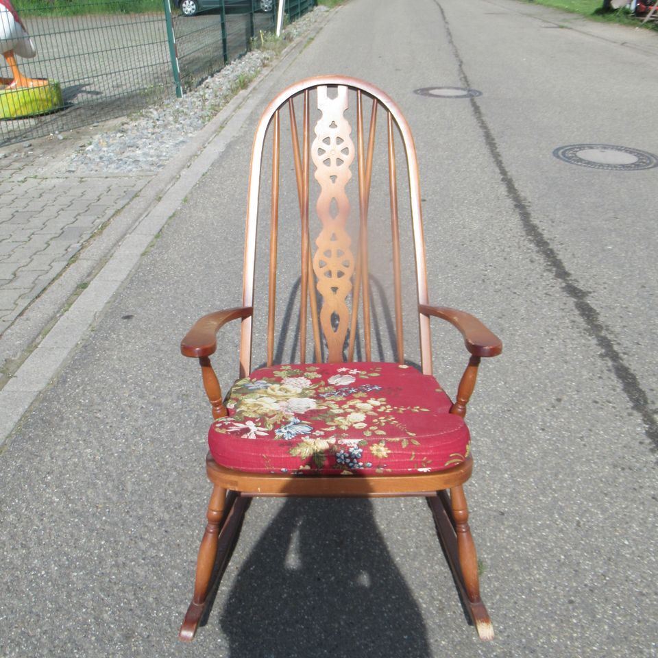 Chicer Vintage massivholz Schaukelstuhl im Country Landhaus Stil in Meißenheim