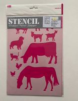 Stencil Schablone Farmtiere Hund Katze Pferd Huhn Ziege Kuh OVP Brandenburg - Fehrbellin Vorschau