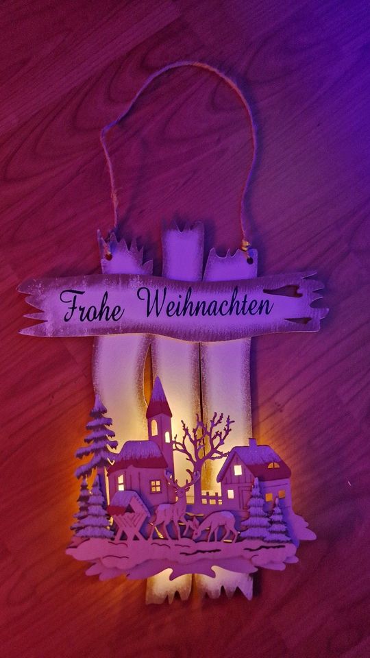 LED Holz Bild Frohe Weihnachten LEDs beleuchtet, Weihnachten Deko in Hamburg