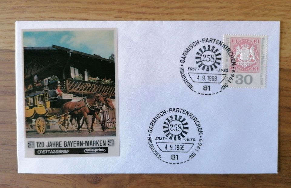 Ersttagsbrief - 120 Jahre Bayern - Marken 1969 , in Regensburg