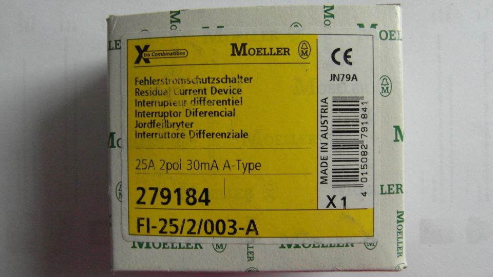 Möller Fehlerstromschutzschalter FI-Schalter FI-25/2/003-A in Pfarrweisach
