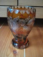 Glaspokal Kristallglas Glasbecher Bernsteinfarbener Überfang Glas Bayern - Kronach Vorschau