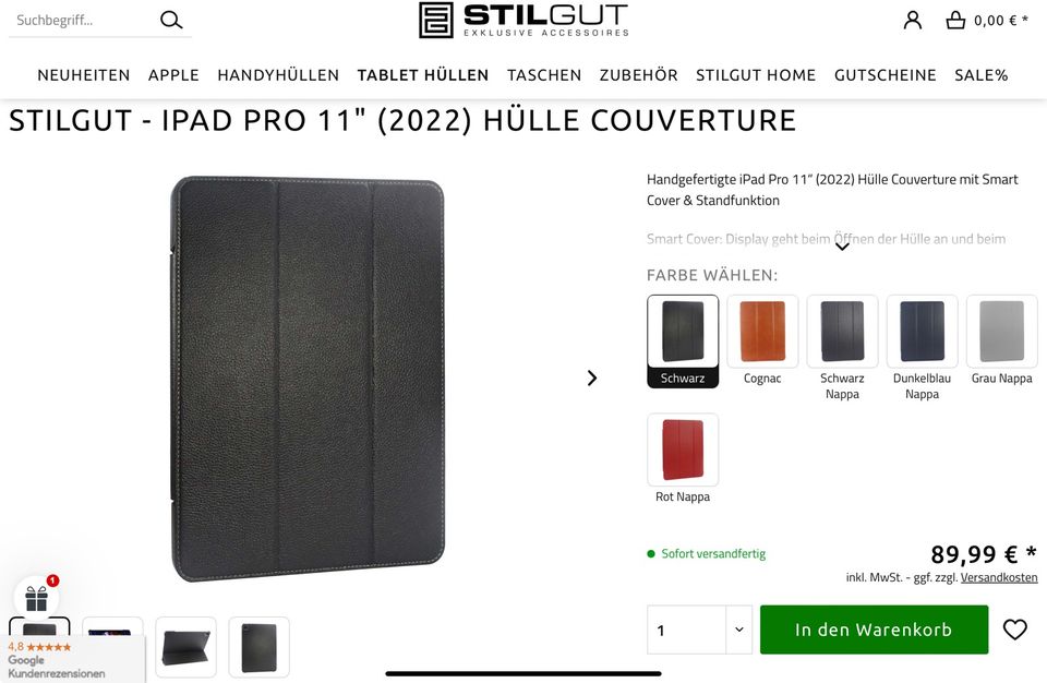 IPAD PRO 11 Leder Hülle Lederhülle von Stilgut (2022, 2021, 2019) in Mannheim