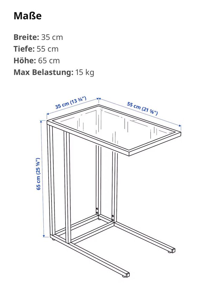 VITTSJÖ IKEA Beistelltisch / Laptoptisch in Unterwellenborn