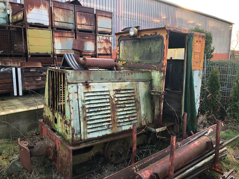 Lok, Zug, Moorbahn, Eisenbahn, mit Deutz Motor, Baujahr 1944 in Hamersen