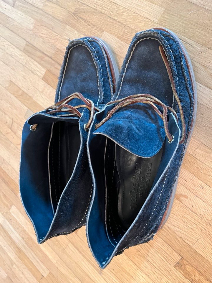 Yuketen Maine Mocs Gr. 45, Blue-Suede, Vibram, Hand Sewn in Bochum