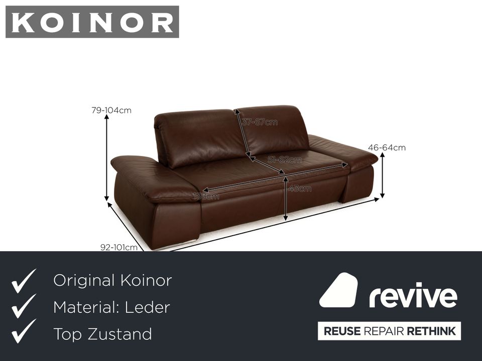 Koinor Evento Leder Zweisitzer Braun manuelle Funktion Sofa Couch in Köln