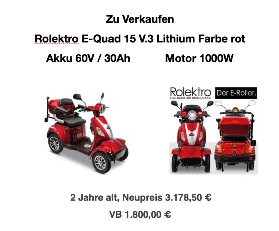 Rolektro E-Quad 15 V.3 Lithium in Dießen