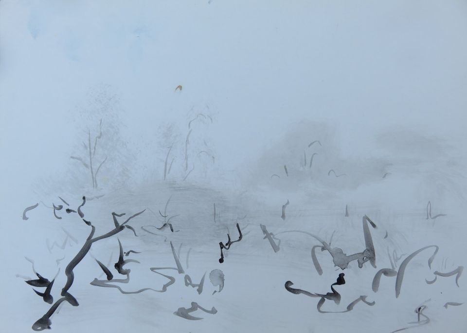 Tuschezeichnung "Winterlandschaft V" (Original) 20 x 30 cm in Witzenhausen