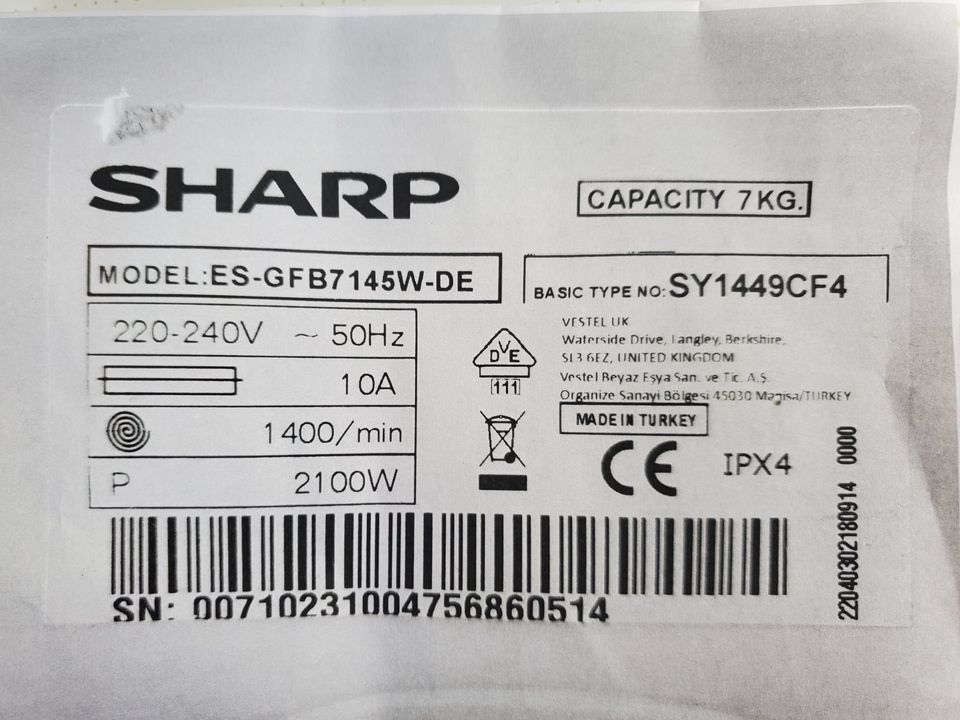 Waschmaschine Sharp ES-GFB7145W Ersatzteile Motor, Platine,Pumpe in Oberaurach