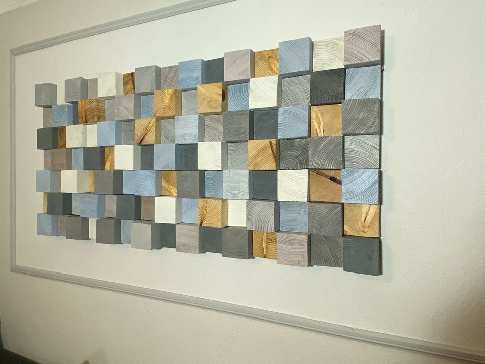 3D Mosaik Kunst Wandbild Massiv Holz Bild Wand Holzbild in Bad Bramstedt