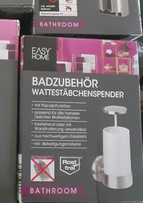 Easy Home BAD Wand Wattestäbchenspender Edelstahl  NEU in Waldfeucht