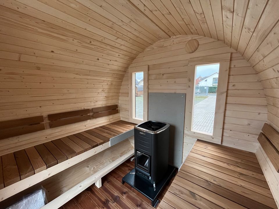 Mobile Sauna 3m Fasssauna auf rädern Vermietung Mietsauna Fass in Stuhr