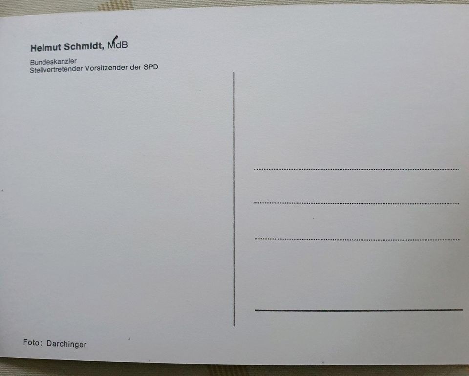 Autogrammkarte Helmut Schmidt in Wenden