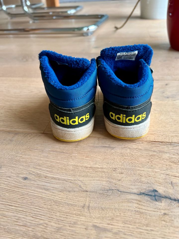 Sneaker, Turnschuhe Adidas Gr. 21 blau gelb Klettschuh in Kaarst