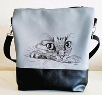 Tasche handmade Neu Katze Grau schwarz Leipzig - Schleußig Vorschau