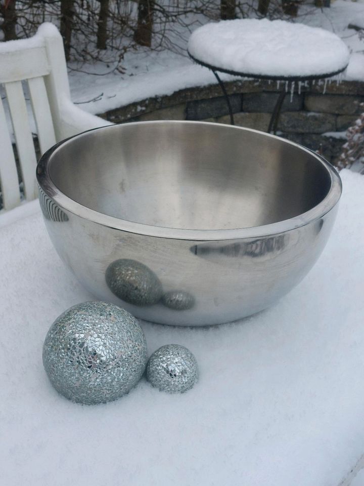 XXL Dekoschüssel Bowl Silber Metall Aluminium Tischdekoration in Rosbach (v d Höhe)