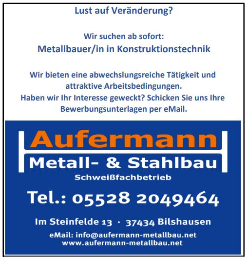 Metallbauer, Stahlbauer in Bilshausen