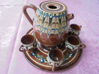 Likörset Schnapsset  Keramik aus Bulgarien Pfauenauge Bayern - Hof (Saale) Vorschau