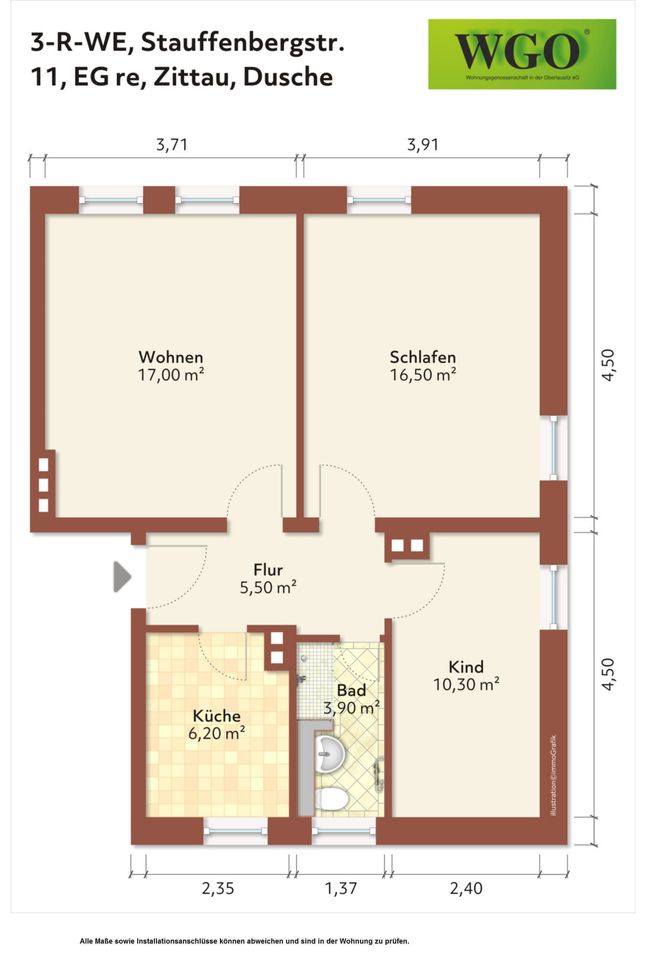 Erdgeschoss + Dusche! 3-R.-WE im schönen Altbau in Zittau! in Zittau